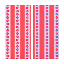 Pretty Pink and Purple Flowers and Stripes Gallery Wrap Canvas