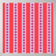 Pretty Pink and Purple Flowers and Stripes Print