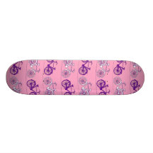 Pretty Pink and Purple Vintage Bicycle Bikes Print Skate Board Deck