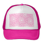 Pretty Pink and White Swirls and Dots. hats