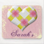 Pretty Pink and Yellow Heart Mousepads