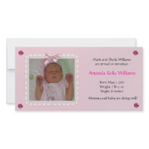 Pretty Pink Baby Announcement Photo Greeting Card