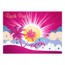 Pretty Pink Beach Party Invitation