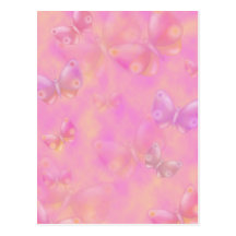 pretty pink butterflies pattern postcards