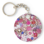 Pretty Pink Button Collage Keychains