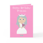 Pretty pink cartoon Princess Birthday card