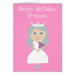 Pretty pink cartoon Princess Birthday card
