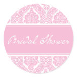 Pretty Pink Damask-Bridal Shower Sticker