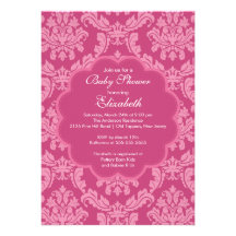 Pretty Pink Damask Spring Baby Shower Invitation