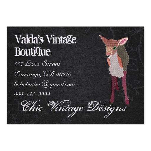 Pretty Pink Fawn Black Grunge  Business Card