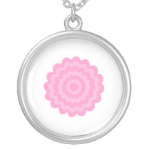 Pretty pink flower. White Background. Personalized Necklace