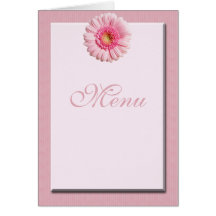 Pretty Pink Gerbera Flower -  Wedding Menu Cards