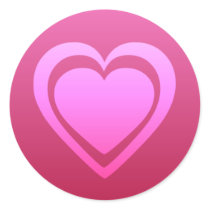 Pretty Pink Heart Round Stickers
