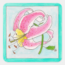 Pretty pink lily stickers