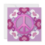 Pretty Pink Peace Sign and Hearts Invitations