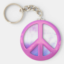 Pretty Pink Peace Sign Keychain