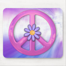 Pretty Pink Peace Sign Mousepad