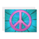 Pretty Pink Peace Sign Over Blue Abstract Explosio Custom Invites