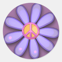 Pretty Pink Peace Sign Round Sticker