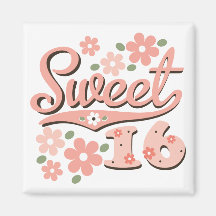 Pretty Pink Petal Sweet 16 Magnet
