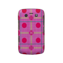 Pretty Pink Polka Dotted Plaid  Personalized! Bold Blackberry Bold Case