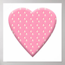 Pretty Pink Strawberry Heart on White. Print