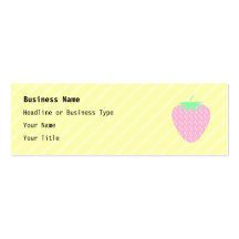 Pretty Pink Strawberry on Yellow Stripes. Business Cards