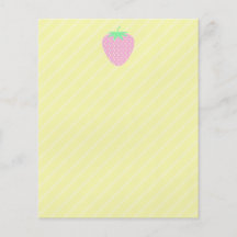 Pretty Pink Strawberry on Yellow Stripes. Personalized Flyer