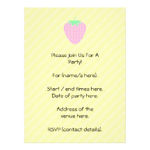 Pretty Pink Strawberry on Yellow Stripes. Announcement