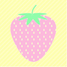 Pretty Pink Strawberry on Yellow Stripes. Acrylic Cut Outs