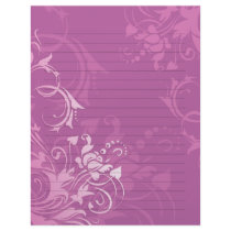 pretty pink swirl floral design lined paper personalized letterhead