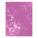 pretty pink swirl floral design lined paper personalized letterhead
