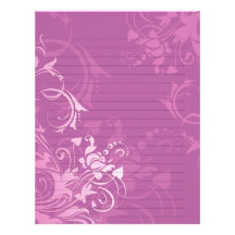 pretty pink swirl floral design lined paper personalized letterhead
