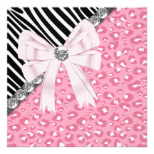 Pretty Pink Zebra and Leopard Sweet 16 Party Invites