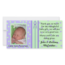 Pretty Polka Dots Baby photo thank you cards Photo Greeting Card