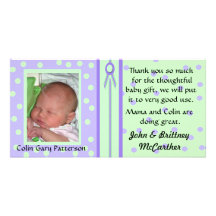 Pretty Polka Dots Baby photo thank you cards Photo Greeting Card
