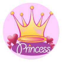 Pretty Princess Pink Round Stickers