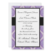 pretty purple cream damask pattern custom announcement