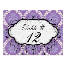 pretty purple cream damask pattern postcards