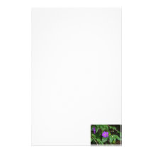 Pretty purple flower against dark background customized stationery