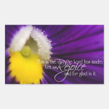 Pretty Purple Pansy Psalm 118 Rectangle Sticker