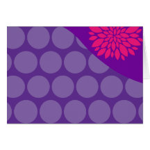 Pretty Purple Polka Dots Wave with Pink Flower Cards