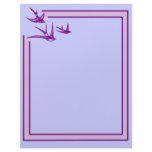 Pretty Purple Swallows on Stationery letterhead
