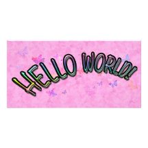 Pretty Rainbow Hello World Customized Photo Card