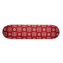 Pretty Red Flower Patchwork Quilt Pattern Custom Skateboard