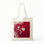 Pretty Red & White Swirly Flower Design Bag