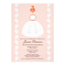 Pretty Redhead Bridal Shower Pink Invitations