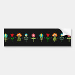 Pretty Retro folk flowers Bumper Stickers
