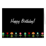 Pretty Retro folk flowers Happy Birthday Cards