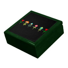 Pretty Retro folk flowers Trinket Box